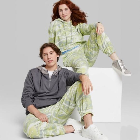 Wild Fable Green Swirl High Rise Vintage Jogger Sweatpants M - Picture 1 of 5